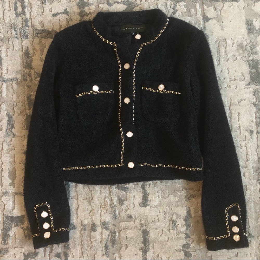 Endless Rose Blazer W/ Gold Chain Accent